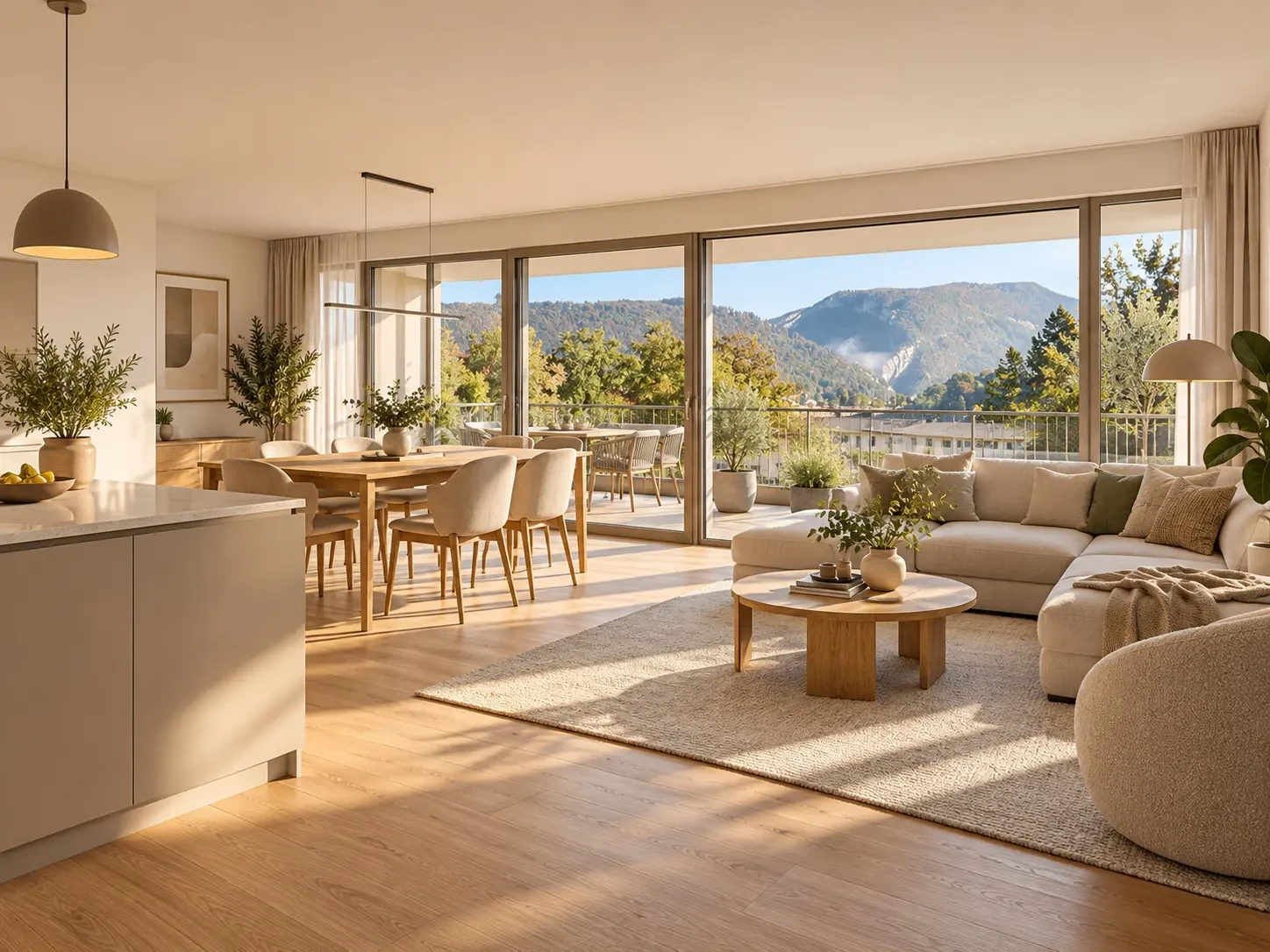Living and dining area — Interior visualisations — not photographs of completed homes.